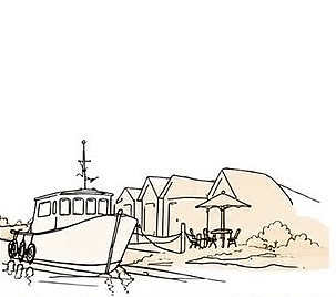 Le port de Saint-Vivien, son bateau et les cabanes ostréicoles